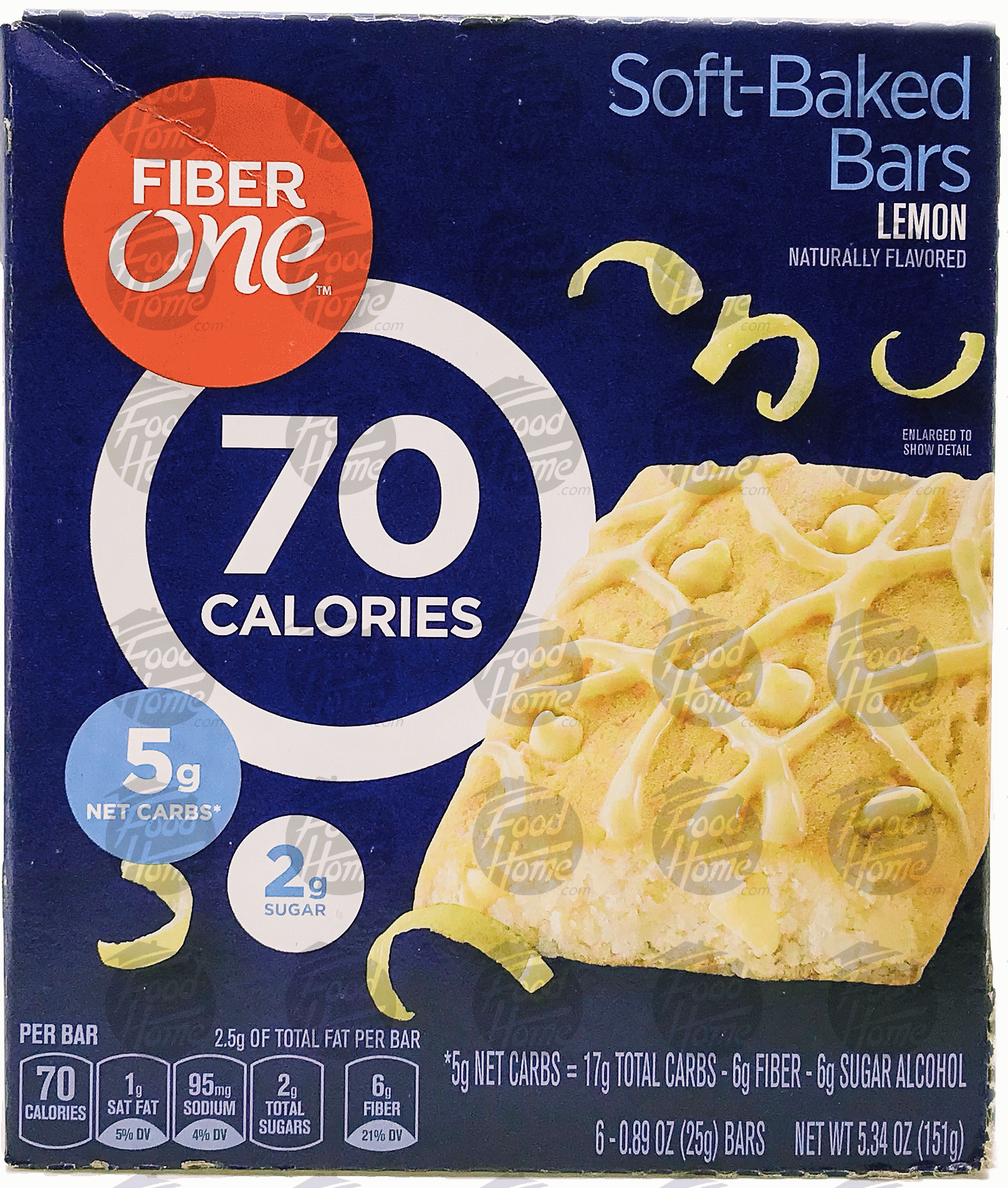 Fiber One 90 calorie lemon bar, 6-count Full-Size Picture